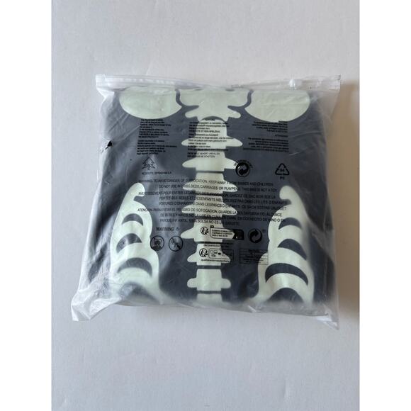 Glow in The Dark Skeleton Costume 2 Piece Set includes Jumpsuit Treat Bag size M - Picture 3 of 6